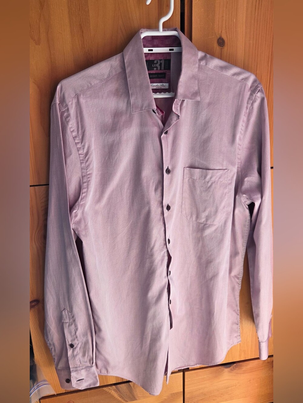 Le 31 Men's Muted Pink Italian Cotton Dress Shirt Size 15.5